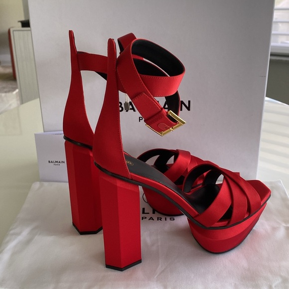 BALMAIN Ava Platform Sandals Heels New - Picture 13 of 15